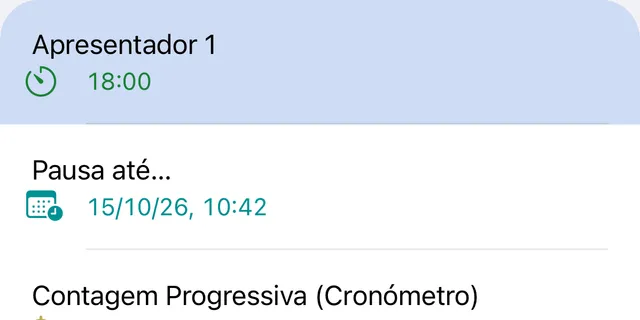 Os primeiros itens de um programa