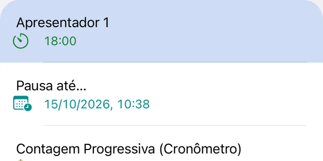 Os primeiros itens de um programa